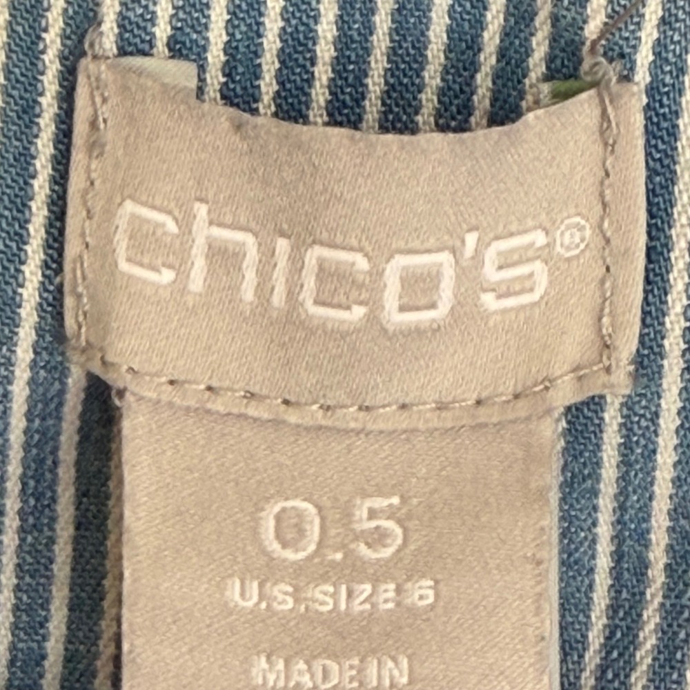 Chico's Blue Chambray Tiered Maxi Dress in Tencel Size 0.5 US6 Roll Tab Sleeves - Picture 8 of 8